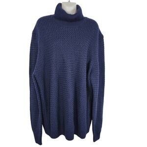Jack Victor Mens Turtleneck Sweater 100% Virgin Wool Size 2XL Navy Blue Textured